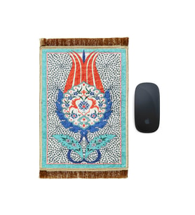 Bursa İpek Turkuaz Dekoratif Küçük Halı Mousepad