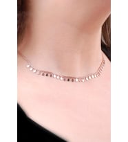 Choker Rose Gümüş Damla Tasarım Kolye 6468