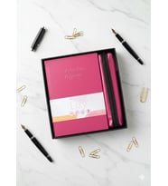 Lizy Defter & Kalemlik Hediye Seti (Çizgili, 168 Yaprak) (Pembe)