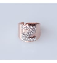 Z Harfi Baget Taşlı Rose Gold Kaplama Gümüş Yüzük