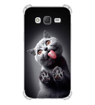 PrintiFy Samsung Galaxy J5 Uyumlu Kedi 2 Baskılı Şeffaf Köşe Korumalı Antişok Kılıf