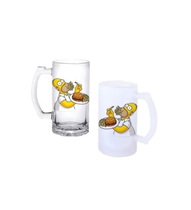 Ghostbastır Design Simpson Fast Food Kulplu Bira Bardağı Buzlu veya Şeffaf Seçenekli 0204