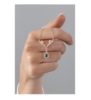 925 Ayar Gümüş Yeşil Damla Taşlı Tasarım Kolye Kadın Gümüş Kolye