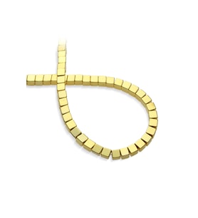 Hematit Doğal Taş Altın Sarı Kare Kesim6x6mm  Dizi