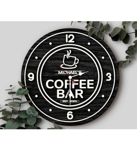 BK Gift Kafelere Özel Dekoratif Siyah Ahşap Duvar Saati 35cm-5 , Bar Duvar Saati , Cafe Duvar Saati , Özel Ahşap Saat