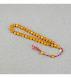 Sıkma Kehribar Basık Küre Kesim Omari Sistemli 9x11mm Tesbih-Sarı
