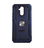 Huawei Mate 20 Lite Kılıf Metal For Car Yüzüklü Standlı Military Ring Serisi (Lacivert)