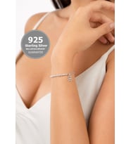 925 Ayar Gümüş Yonca Kalp Charm Mors Alfabesi Bileklik