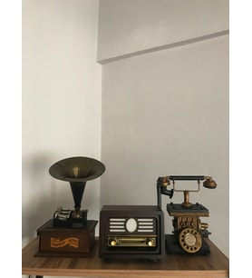 Bluetooth, Usb, Fm Radyo Özellikli Nostaljik Radyo Dekoratif Metal Telefon Dekoratif Metal Gramofon