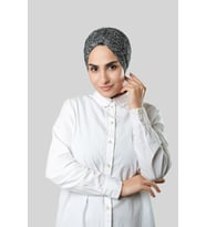 Gri Pratik Hazır Geçmeli Tesettür Bone Jakar Kendinden Desenli 1209_15