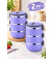 2 Adet 3 Katlı Sızdırmaz Yemek Termosu Sefer Tası Saklama Kabı