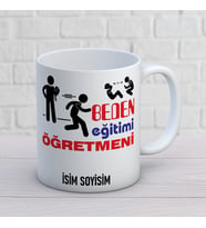 Kişiye Özel Beden Eğitimi Öğretmeni Baskılı Kupa, Spor Temalı İsim Soyisim Yazılı Öğretmen Hediyesi