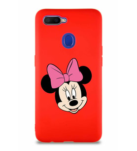 Oppo A5S Soft Premier Kapak Minnie Mouse-C Tasarımlı Silikon Kılıf - Kırmızı (Şeffaf)