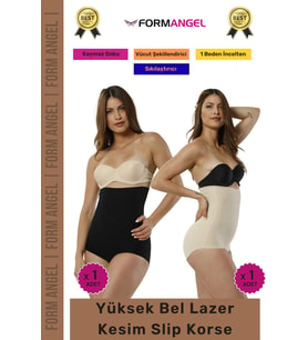 #Korse 2 Beden İncelten Lazer Kesim İz Göstermeyen Kaymaz Toparlayıcı Yüksek Bel Slip Korse 2'li Set