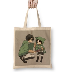 Attack On Titan Chibi Levi X Eren 01 Bez Çanta Uzun Saplı