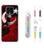 Tecno Camon 16 18P Pova 3 Pova Neo Kılıf Kablo Koruma Spiral Silikon Wolf and Moon 2 1381