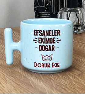Kişiye Özel Efsaneler Ekimde Doğar Hediye Pastel T Kupa Doğum Günü Hediyesi (Mavi)