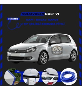 Volksvogen Golf 6 Oto Araç Kapı Koruma Fitili 5metre Parlak Mavi Renk
