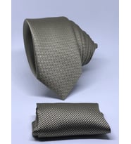 Slim Fit Mendilli Oxford Kuş Gözü Desen Kravat