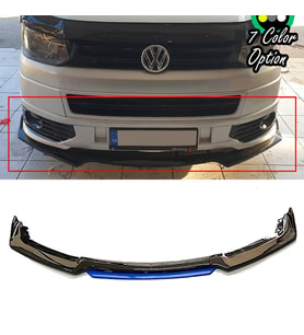 VW Transporter Mavi Renkli Şeritli Dilli Ön Lip 4 Prç Parlak Siyah ABS 2008 - 2020