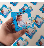 25 Adet Mavi Fil Renkli Balon Temalı ve Fotoğraflı Kişiye Özel Baskılı Magnet 1 2 3 4 5 ... Yaş Magnet