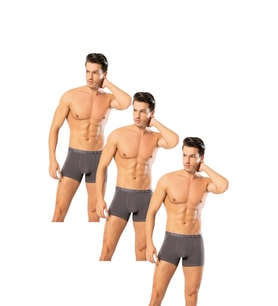 Looksense Erkek Dude 3Lü İnce Bel Lastikli Likralı Boxer 12003 (Füme)