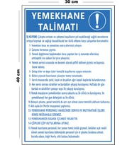 Metal Yemekhane Talimatı 30 cm x 40 cm A3 Büyüklüğünde Uyarı Levhası Yönlendirme Tabelası