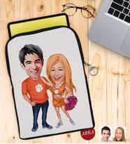 BK Gift Kişiye Özel Sevgililer Karikatürlü Taşınabilir Koruyucu Tablet Kılıfı & Organizer Çanta - Siyah-54