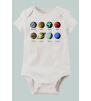 Organik Evren Baskılı Pamuklu Unisex Bebek Body