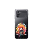 Poco M4 Pro ile Uyumlu Splash Tilki Tasarımlı Şeffaf Silikon Kılıf