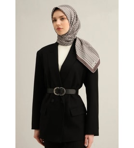 Armine Tivil İpek Eşarp 9319 - 08 Gri Karışık Desen