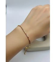 Çelik Gold Mini Renkli Yuvarlak Taşlı Su Yolu Bileklik - 26slb42