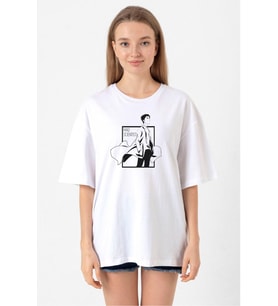 Steins Gate Rintarou Mad Scientist Beyaz Kadın Oversize Tshirt
