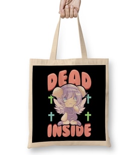 Cute Pastel Goth Dead Inside Kawaii Anime Girl Bez Çanta Uzun Saplı
