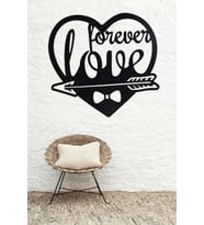 Love Forever Sonsuza Dek Aşk Kalpli Duvar Dekoru Ahşap Lazer Kesim Mdf Tablo (Siyah)