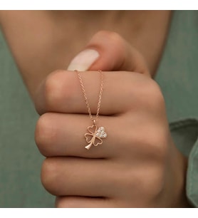 Aya Diamond Gümüş Rose Kalpli Kelebek Bayan Bileklik