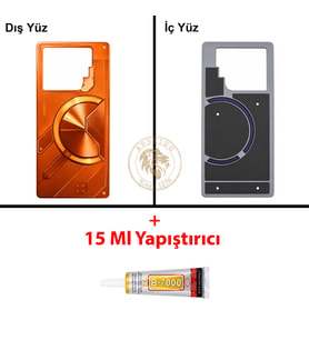 Infinix GT 20 Pro Turuncu Uyumlu Arka Kapak + B7000 Yapıştırıcı Arka Cam Batarya Pil Kapağı