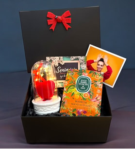 Sizlere Özel Fotoğraflı Hediye Paketi - Kişiye Özel Hediye Seti - Led Işıklı Fanuslu Premium Set (Model 2)