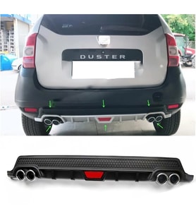 Dacia Duster 1 Siyah Difüzör Difizör Yuvarlak Egzoz Görünüm Kulaklı Tip