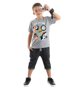 Cool Animals Erkek Çocuk T-shirt Kapri Şort Takım (Çok Renkli)