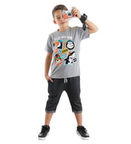 Cool Animals Erkek Çocuk T-shirt Kapri Şort Takım (Çok Renkli)