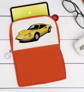 BK Gift Klasik Araç Tasarımlı Taşınabilir Koruyucu Tablet Kılıfı & Organizer Çanta - Turuncu-7