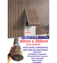 60cmx250cm 1 Adet Kahverengi 3D Yapışkanlı SXP Akustik Lambiri Desenli Duvar Paneli Kağıdı 3115-1