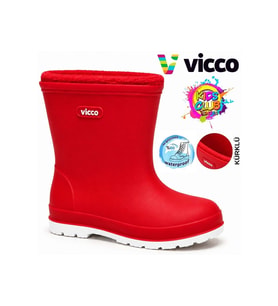 Mellow Kürklü Pvc Su Çizmesi Yağmur Botu Ortopedik Çocuk Bot Kırmızı