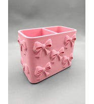 3D Baskı Fiyonk Desenli Bölmeli Kalemlik - Masaüstü Organizer - Pembe