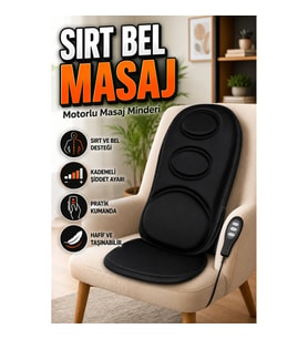 Motorlu Sırt ve Bel Masaj Minderi 3 Motorlu Isıtmalı 9 Modlu Ayarlanabilir Masaj Koltuğu Pedi