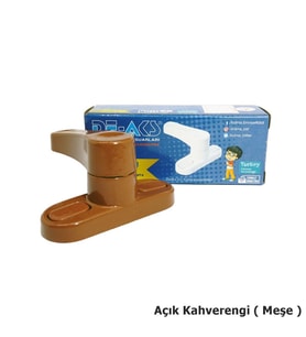 10 Adet Pvc Pencere Çocuk Emniyet Kilidi Çekmeli Açık Kahverengi
