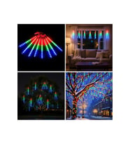 10&amp;apos;lu 45 CM Uzunluğunda Plastik Meteor 2m Kablo LED USB RGB Ağaç Işığı – Renk Değiştiren Asmalı Dekoratif Bahçe ve Dış Mekan Aydınlatması GO-53-vice