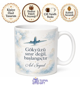 Kabin Memuru İçin Özel Tasarım Seramik Baskılı Kupa Bardak Seyahat Hediyesi