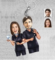 Kişiye Özel Doktor Sevgili Ahşap Anahtarlık-2